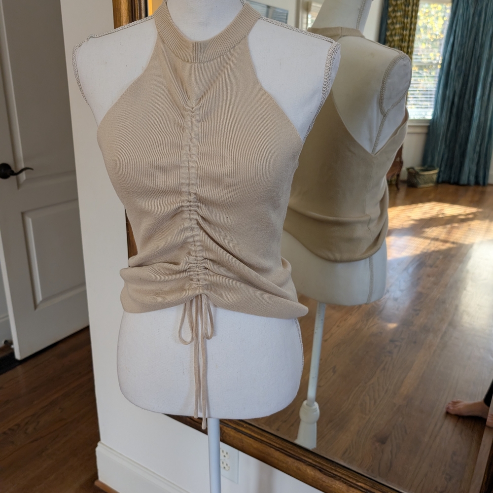 Missguided + Beige Ruched Tank Top